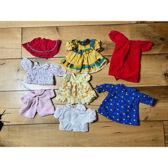 Lot of 8 Vintage Doll Clothing. Dresses. Tops. Multi Color. - Picture 1 of 3